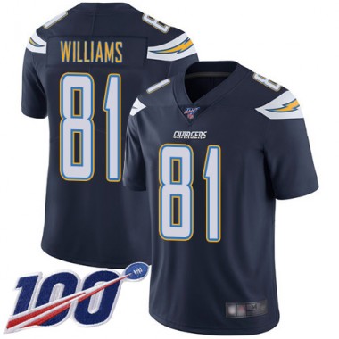 Los Angeles Chargers NFL Football Mike Williams Navy Blue Jersey Men Limited 81 Home 100th Season Vapor Untouchable